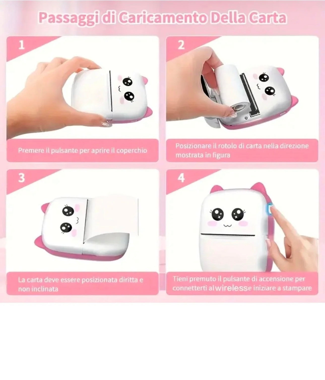 Mini Taşınabilir Termal Yazıcı — Pembe