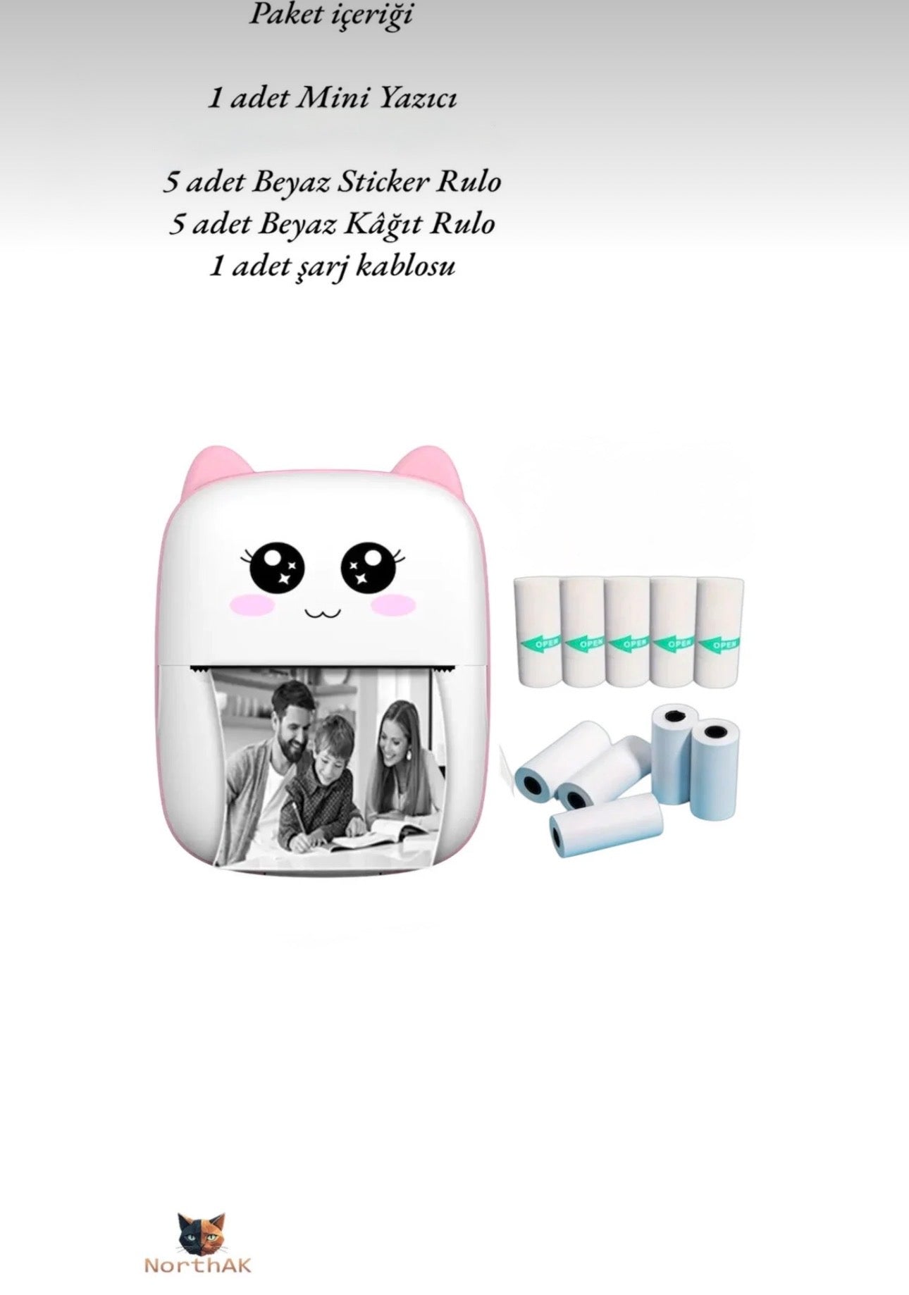 Mini Taşınabilir Termal Yazıcı — Pembe